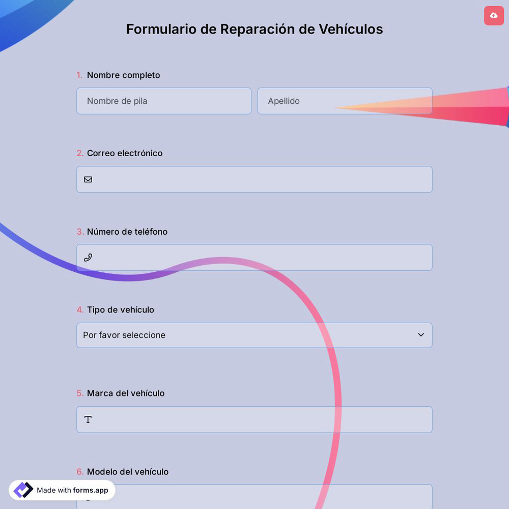 Formulario de Reparación de Vehículos