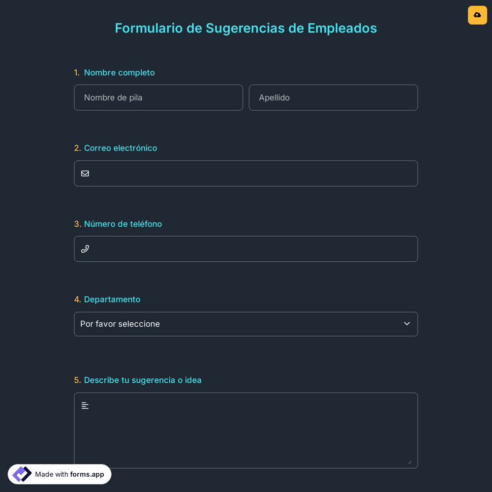 Formulario de Sugerencias de Empleados