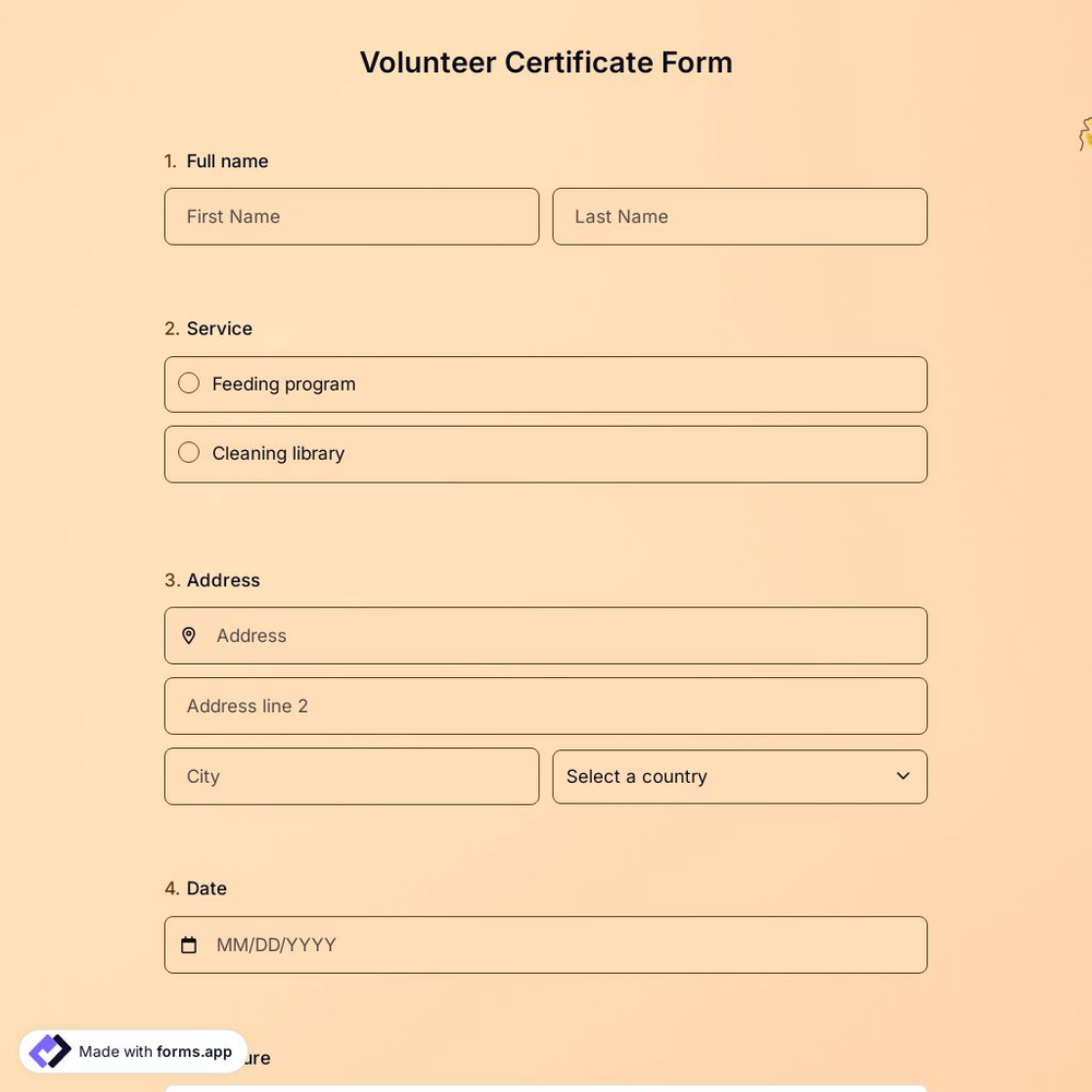 Volunteer Certificate Form