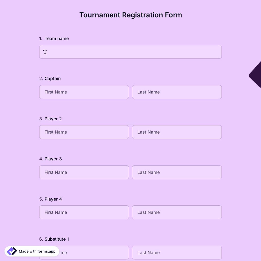 Tournament Registration Form