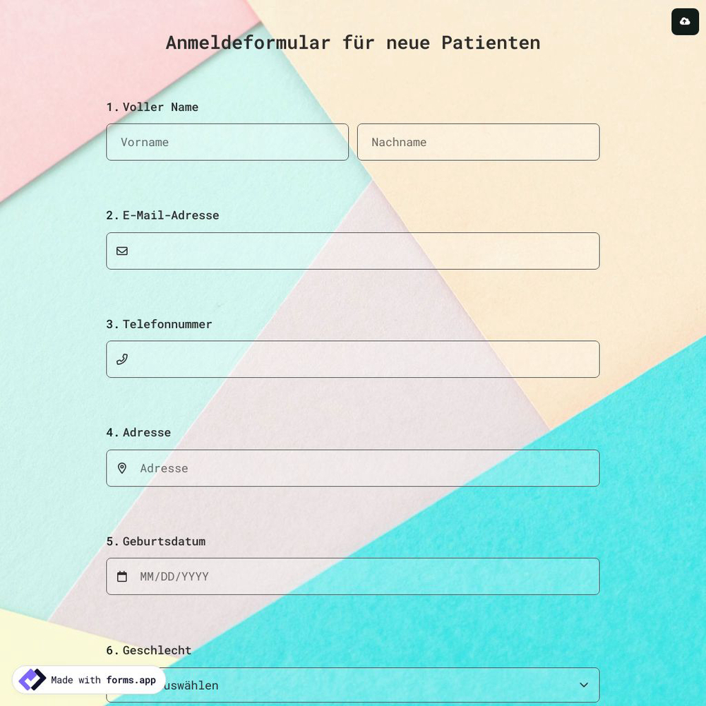 Anmeldeformular für neue Patienten