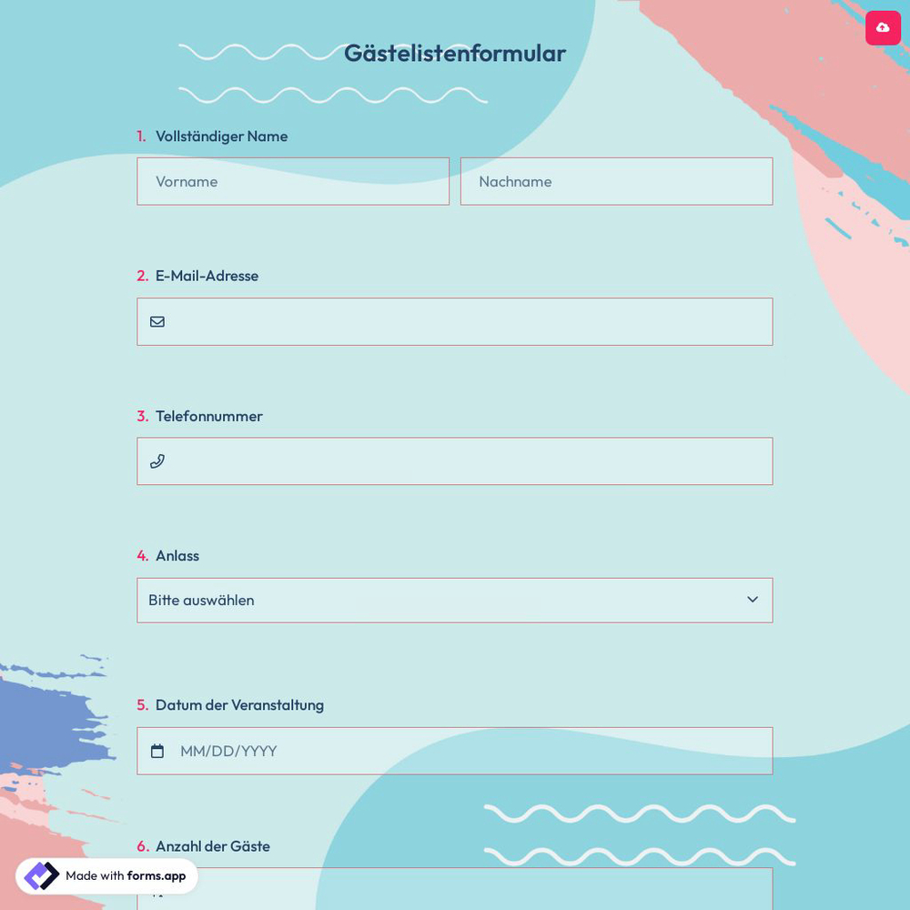 Gästelistenformular