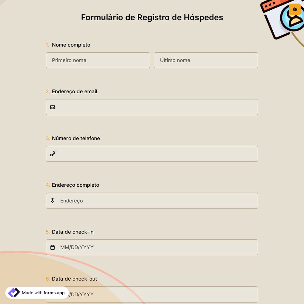 Formulário de Registro de Hóspedes