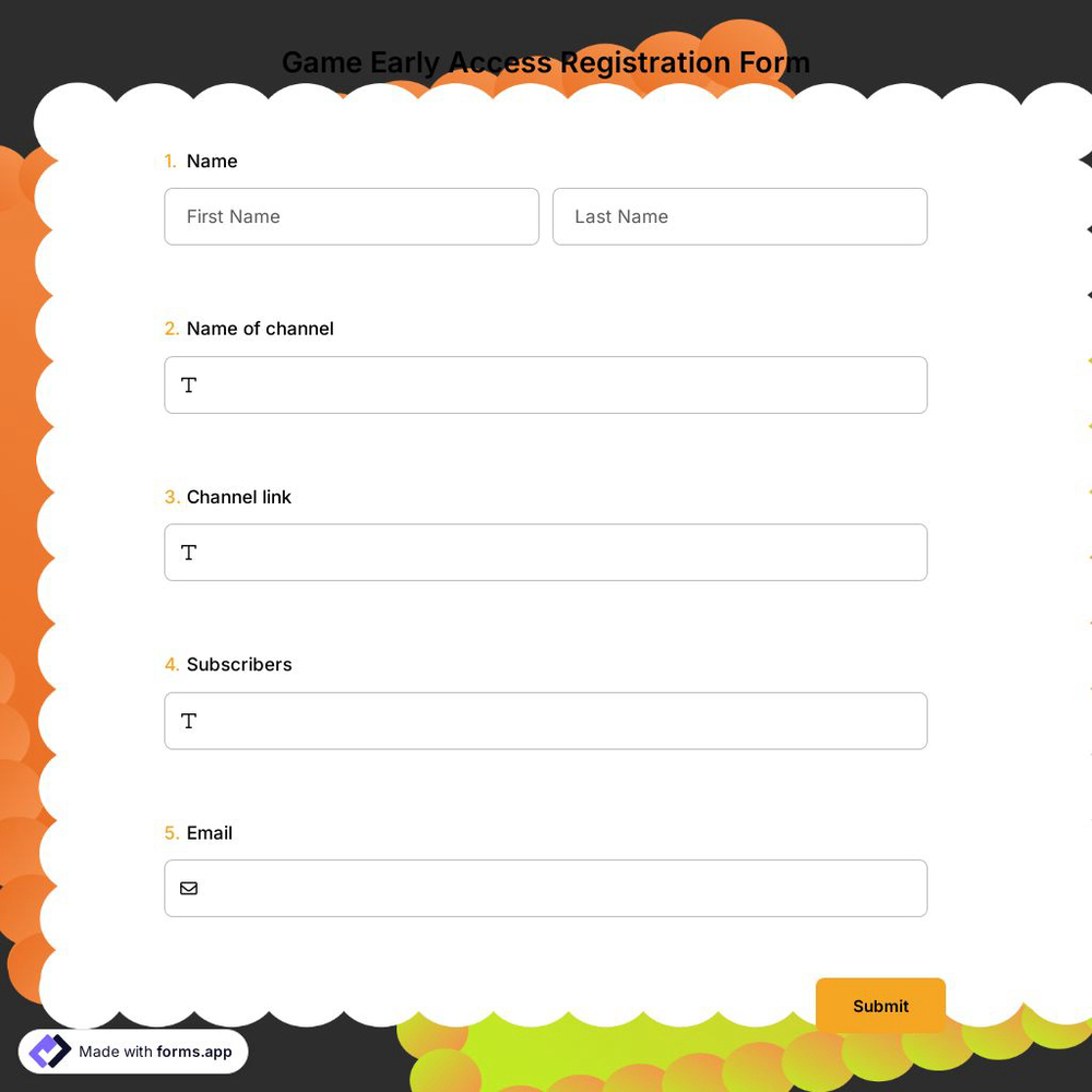 Game Early Access Registration Form