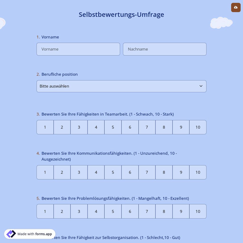 Selbstbewertungs-Umfrage