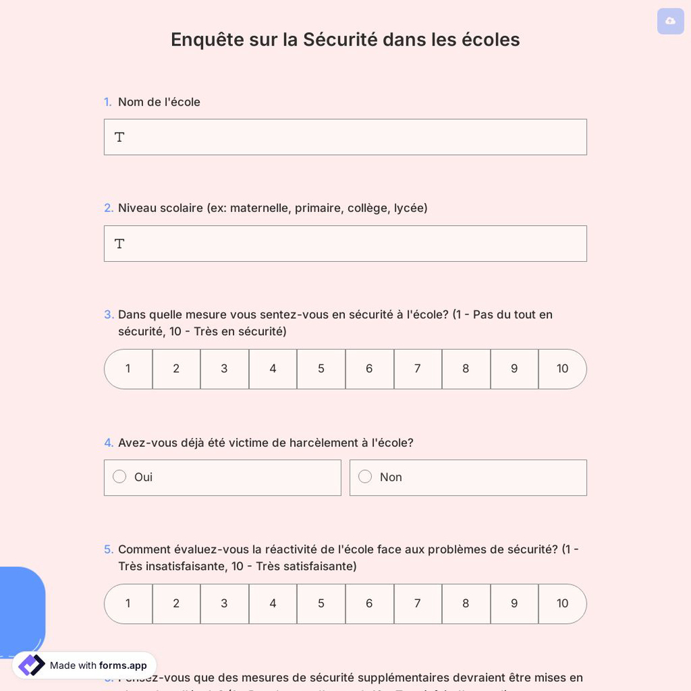 Enquête sur la Sécurité dans les écoles
