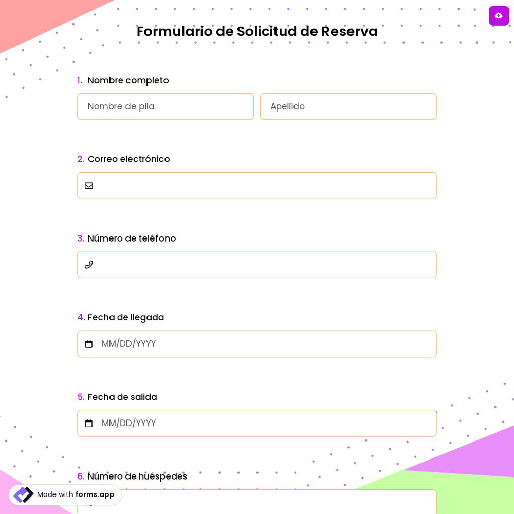 Formulario de Solicitud de Reserva