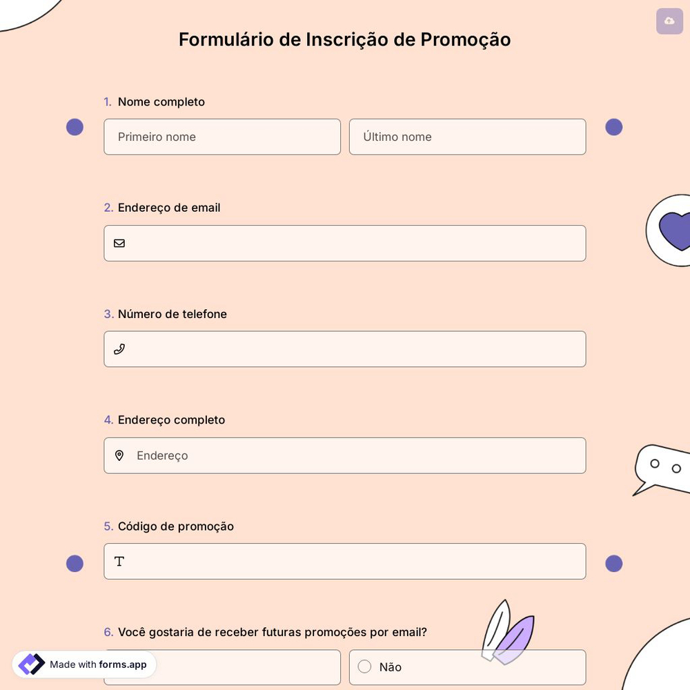 Formulário de Inscrição de Promoção