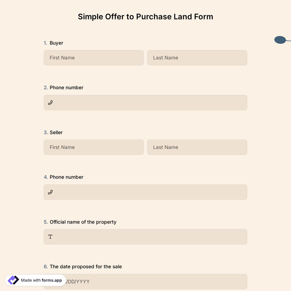 Simple Offer to Purchase Land Form