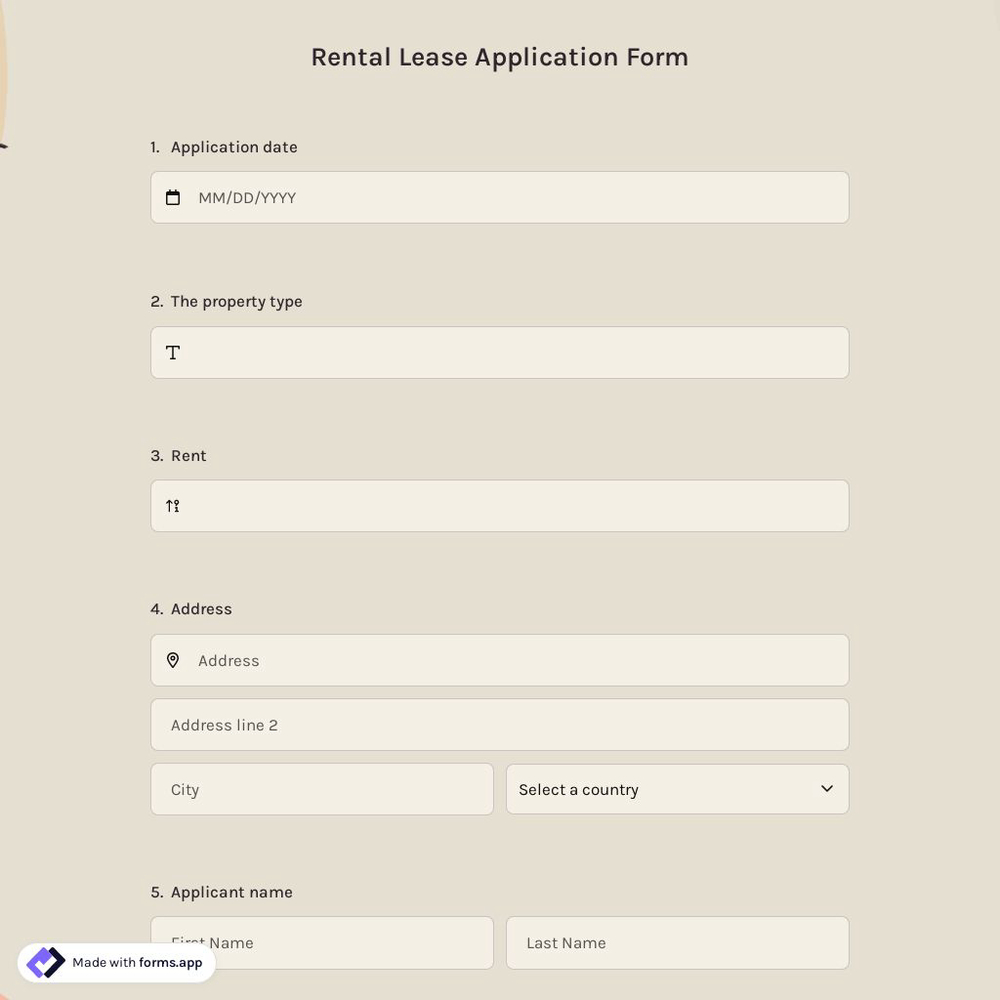 Rental Lease Application Form