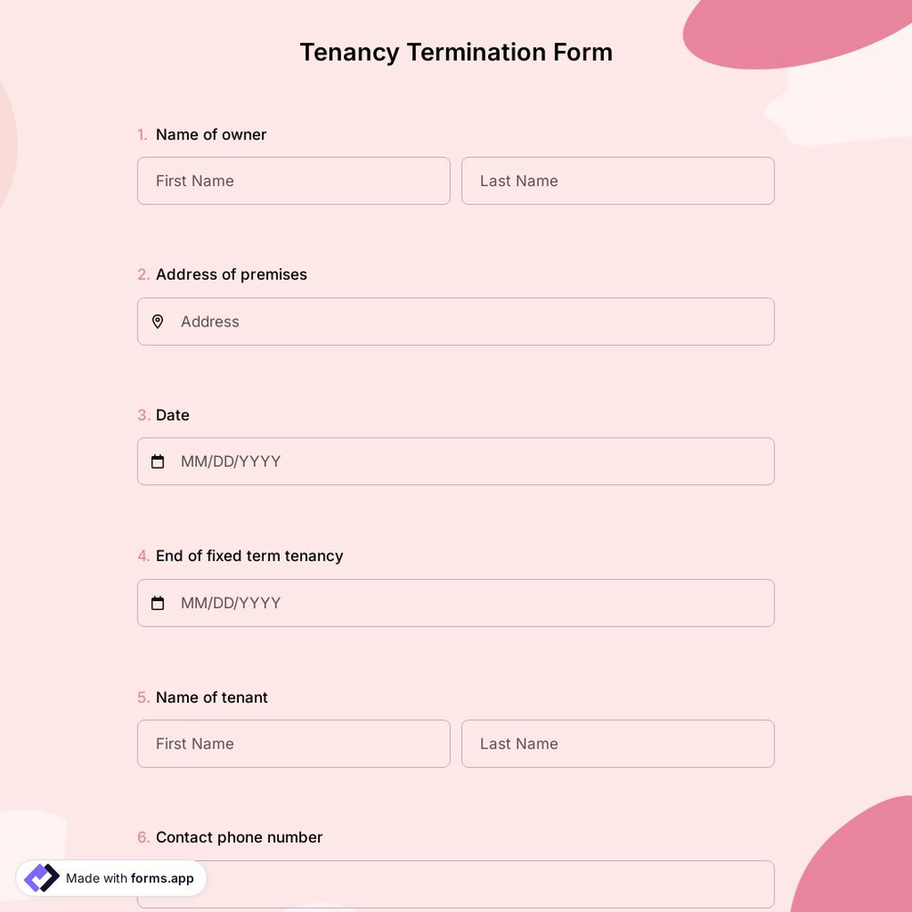 Tenancy Termination Form