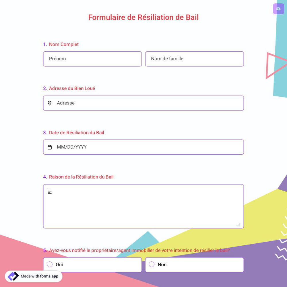 Formulaire de Résiliation de Bail