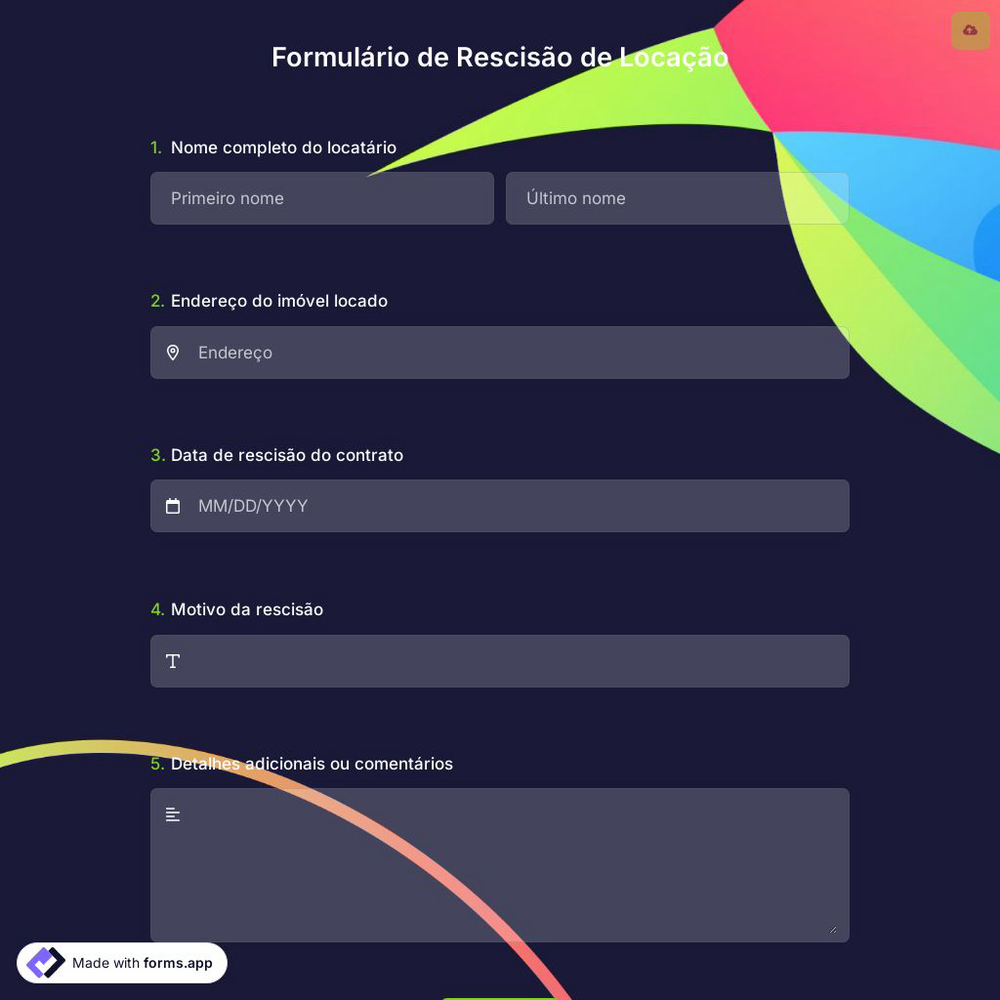 Formulário de Rescisão de Locação