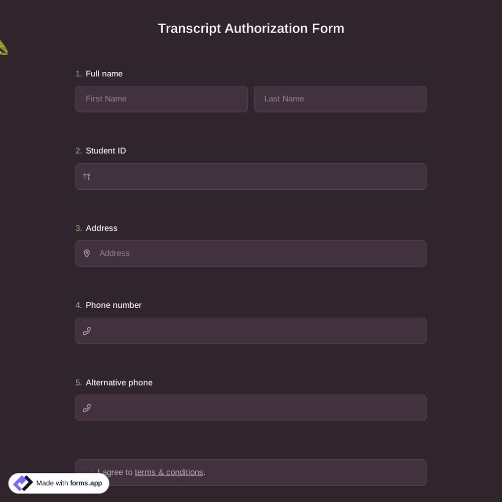 Transcript Authorization Form