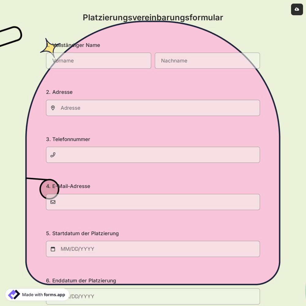 Platzierungsvereinbarungsformular