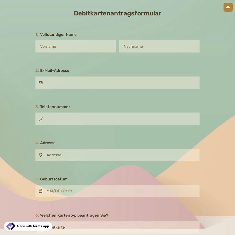 Debitkartenantragsformular