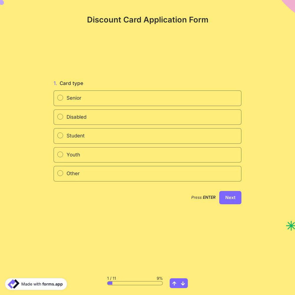 Discount Card Application Form
