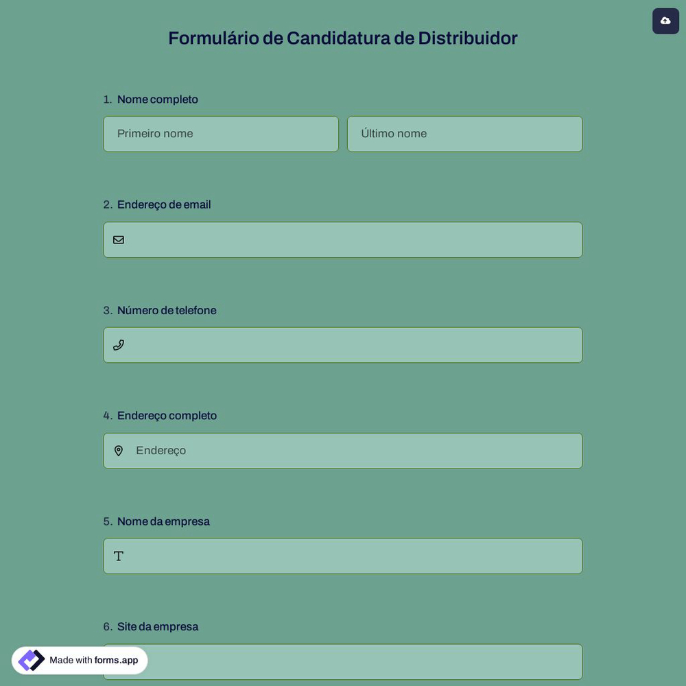 Formulário de Candidatura de Distribuidor