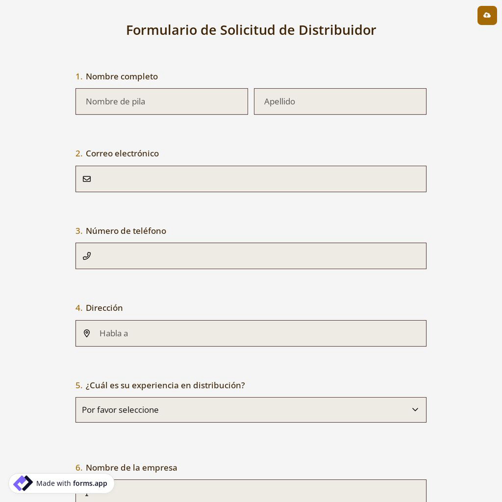 Formulario de Solicitud de Distribuidor