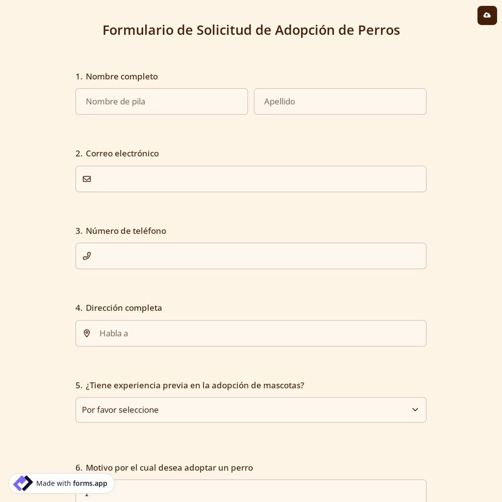 Formulario de Solicitud de Adopción de Perros