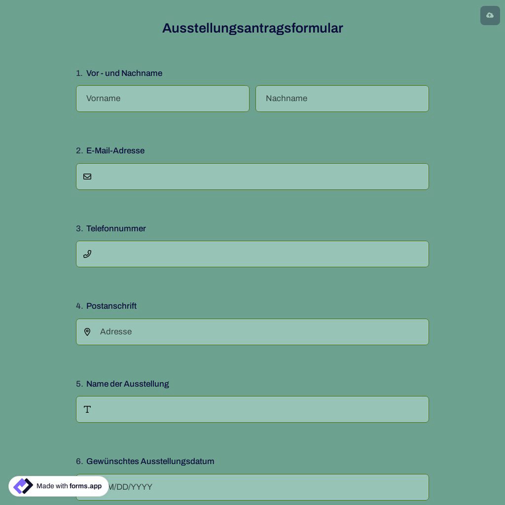 Ausstellungsantragsformular