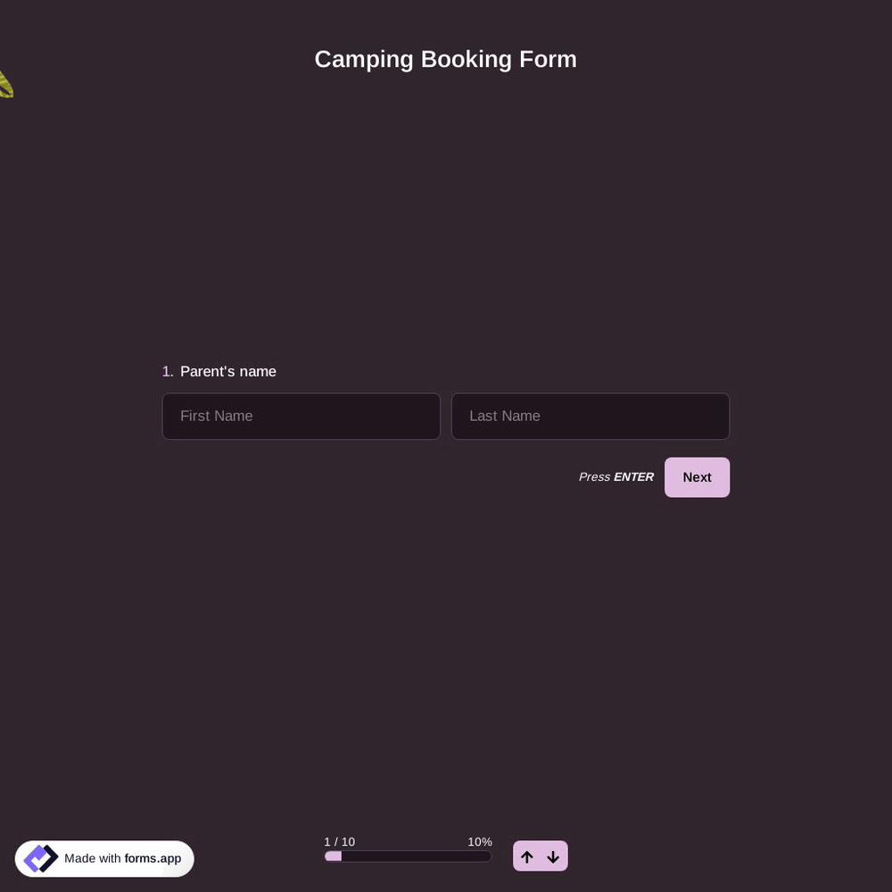 Camping Booking Form