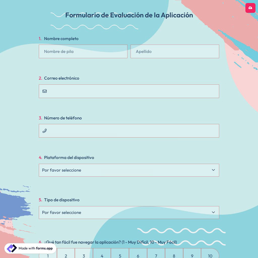 Formulario de Evaluación de la Aplicación