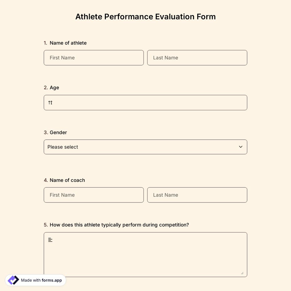 Athlete Performance Evaluation Form