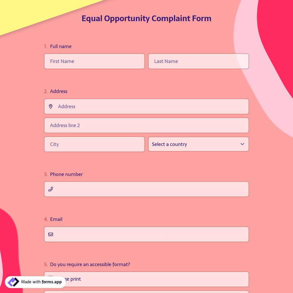 Equal Opportunity Complaint Form