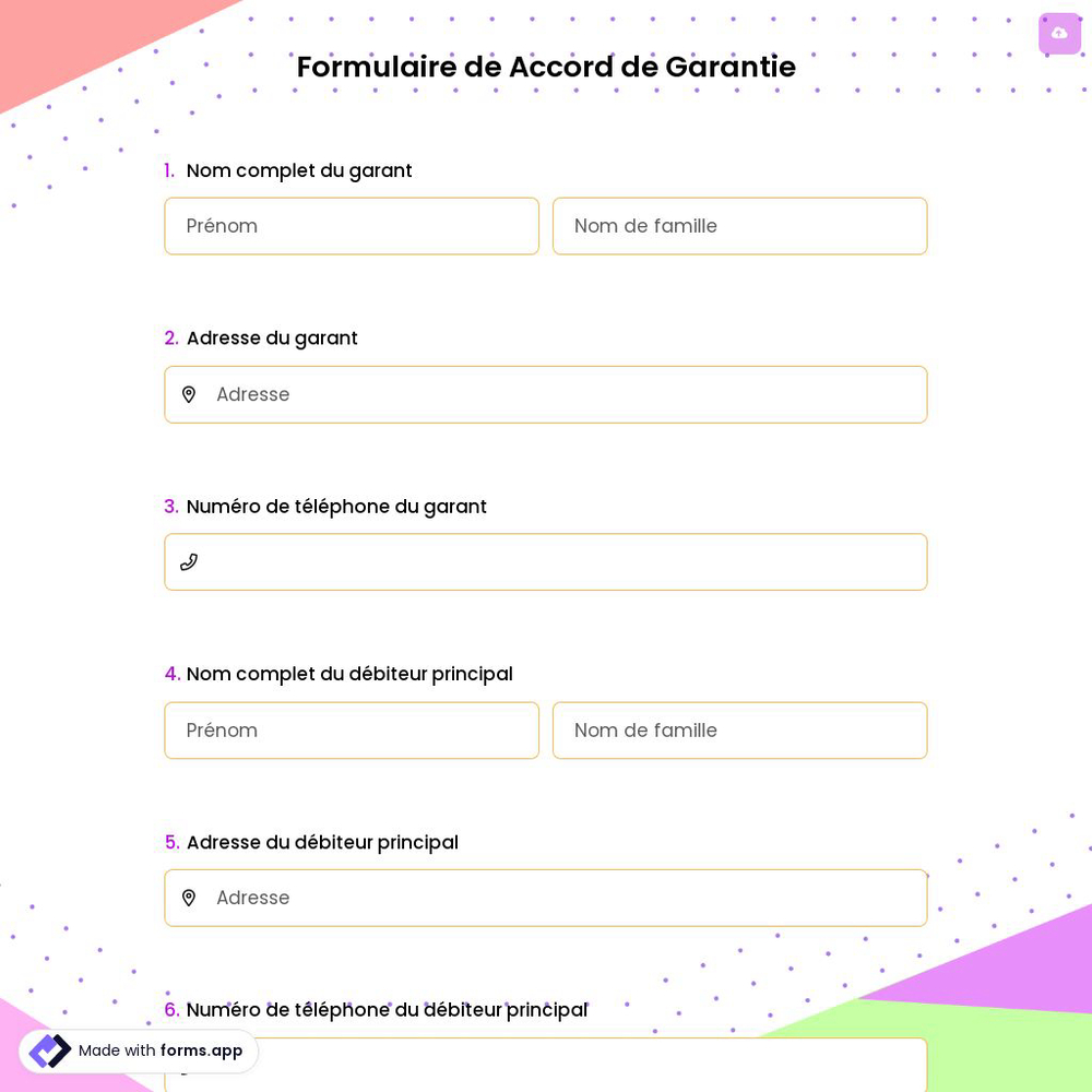 Formulaire de Accord de Garantie