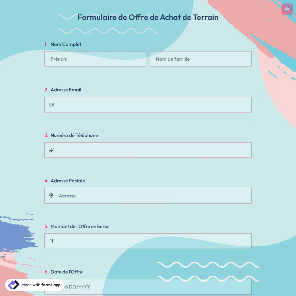 Formulaire de Offre de Achat de Terrain