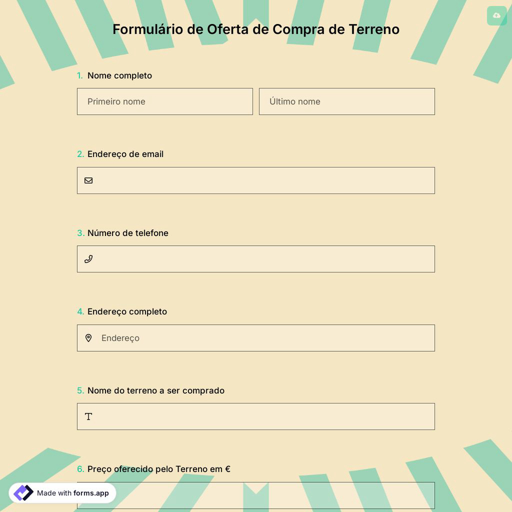 Formulário de Oferta de Compra de Terreno