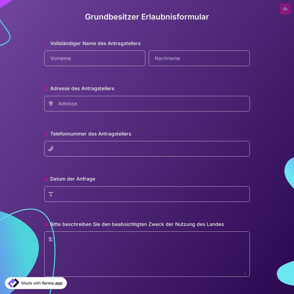 Grundbesitzer Erlaubnisformular