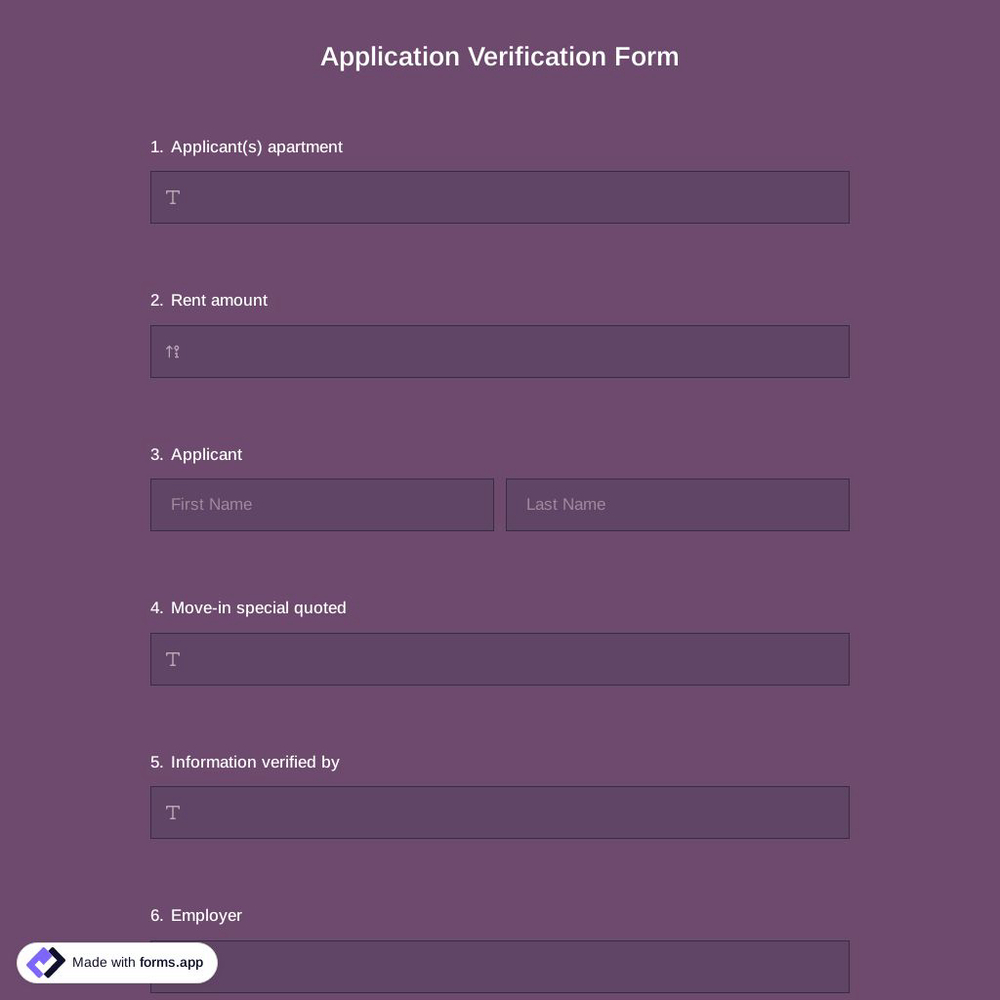 Application Verification Form