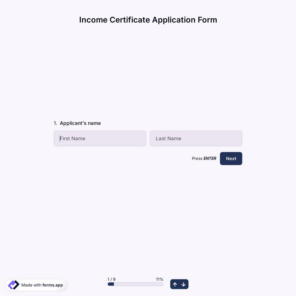 Income Certificate Application Form