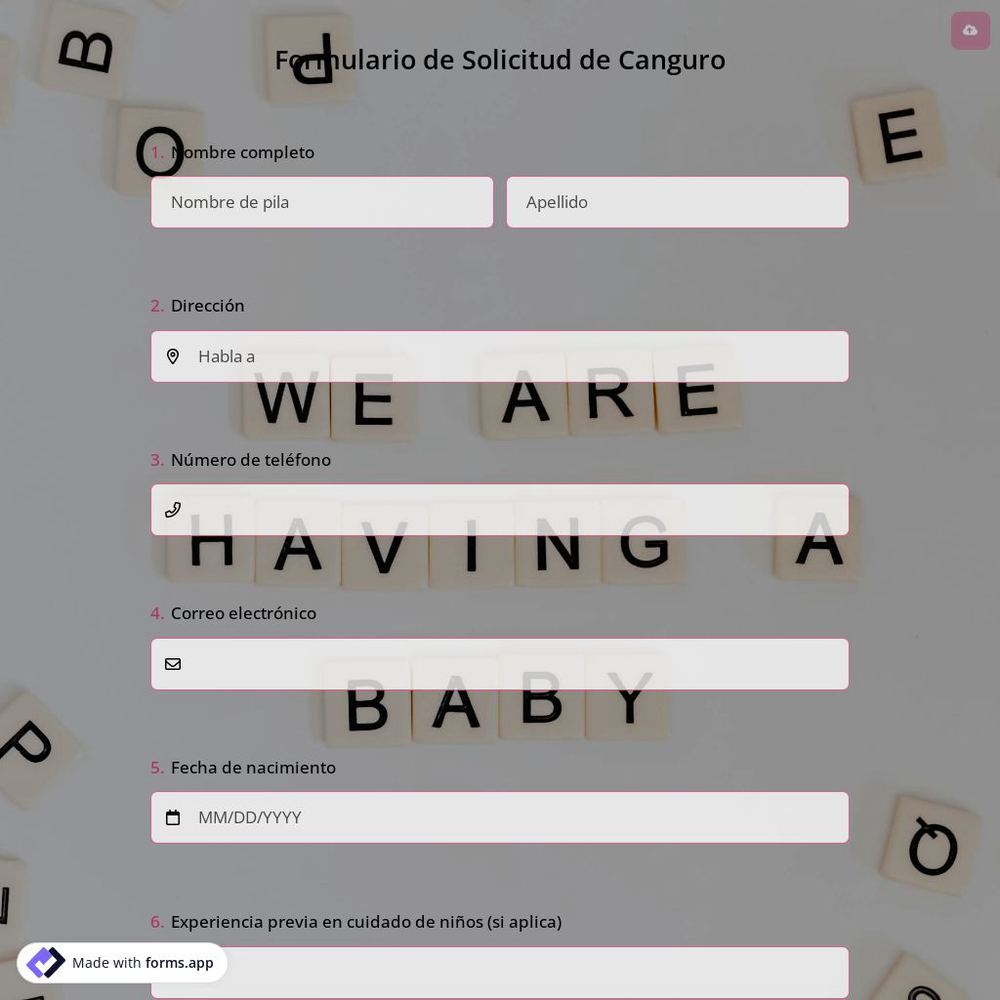Formulario de Solicitud de Canguro