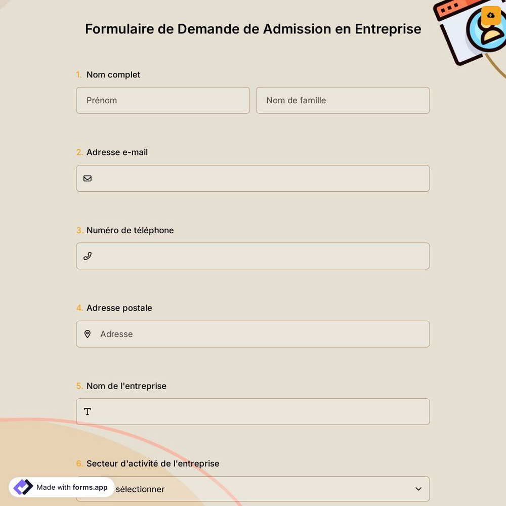 Formulaire de Demande de Admission en Entreprise