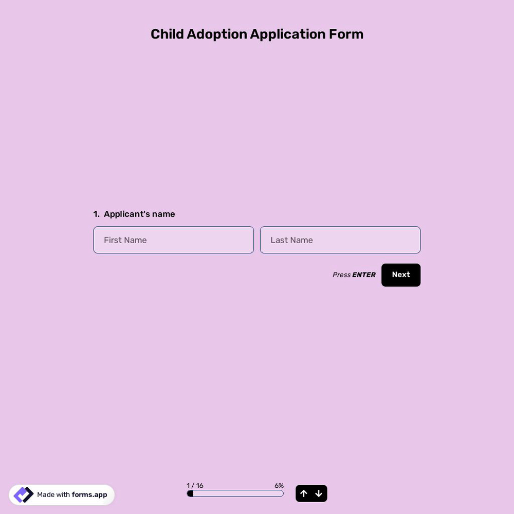 Child Adoption Application Form