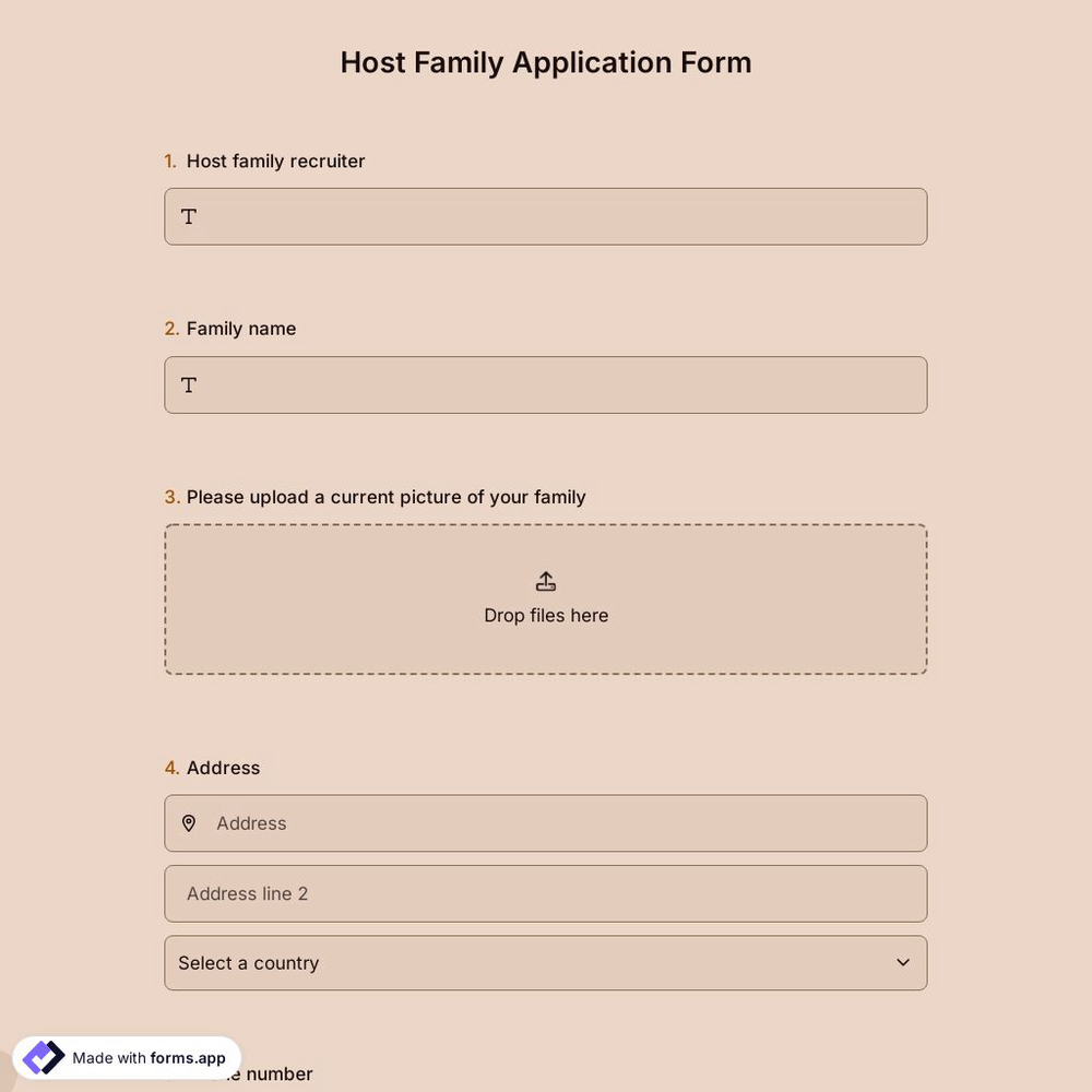 Host Family Application Form