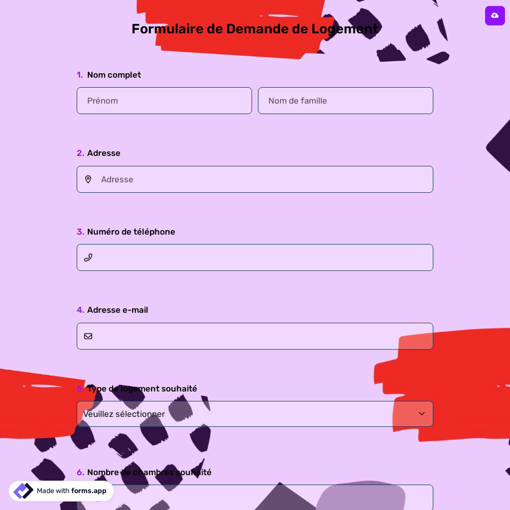 Formulaire de Demande de Logement