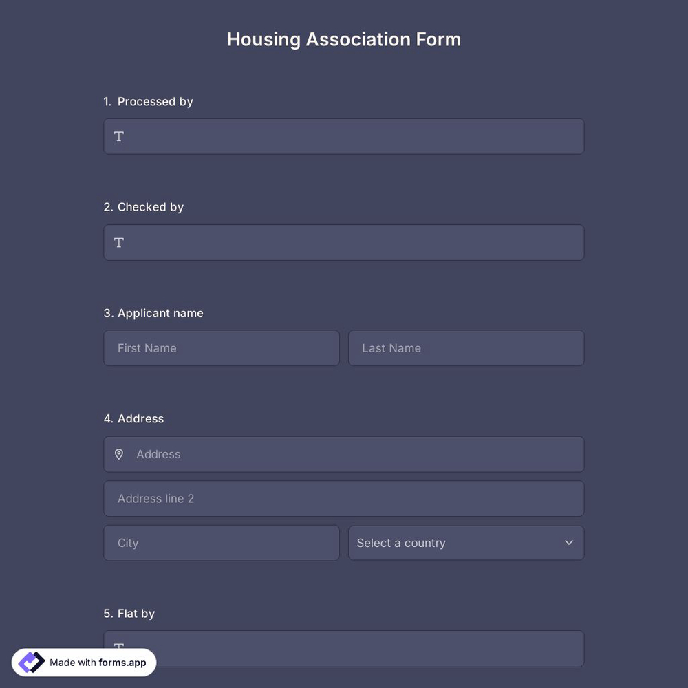 Housing Association Form