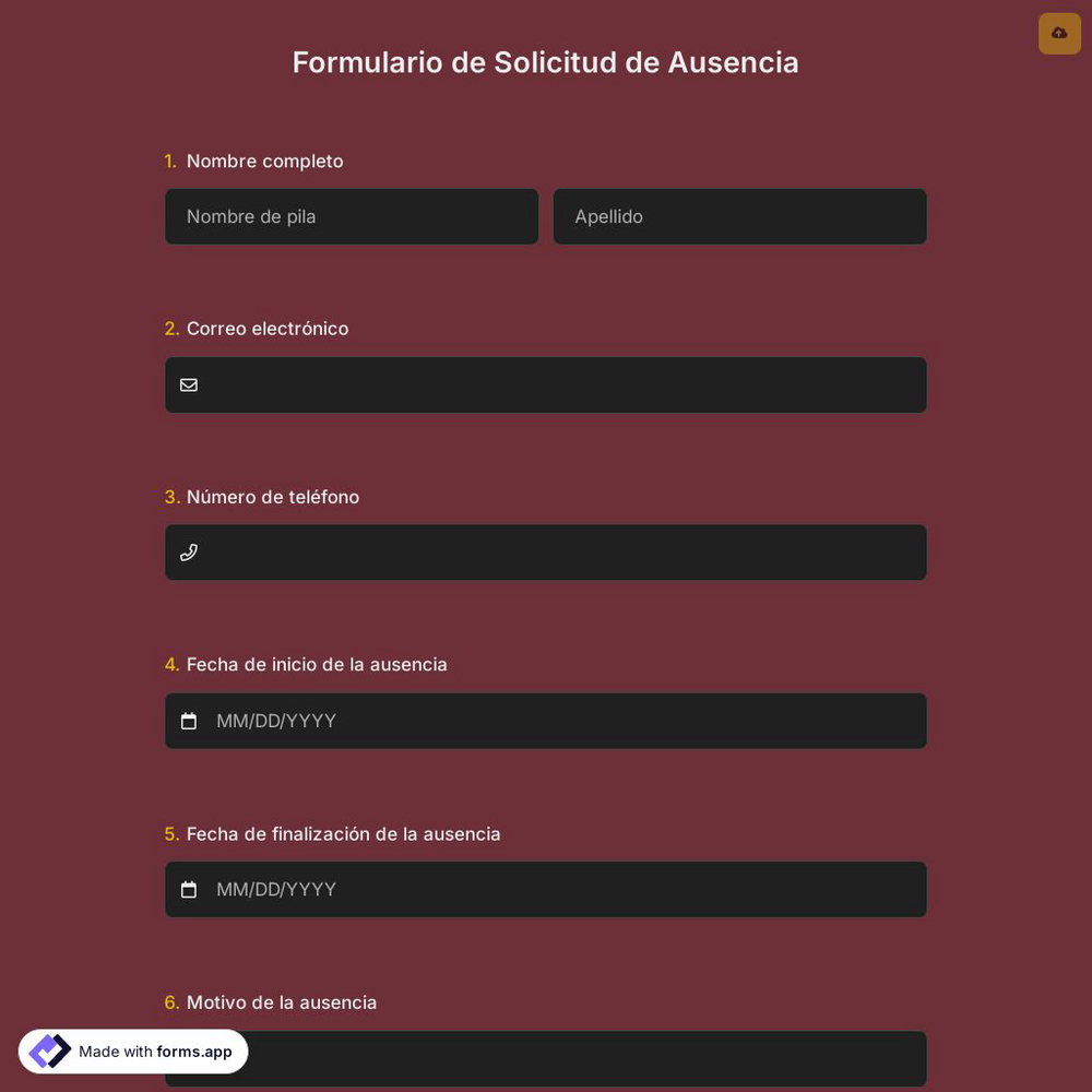 Formulario de Solicitud de Ausencia