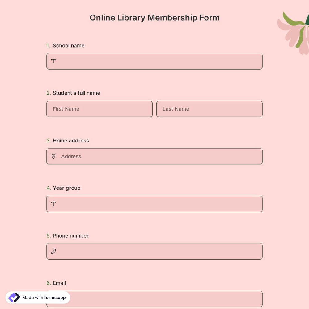 Online Library Membership Form