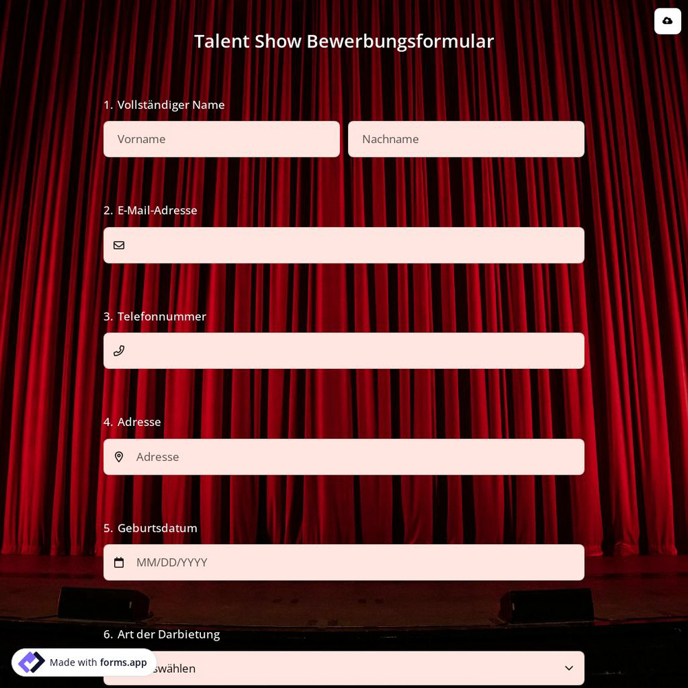 Talent Show Bewerbungsformular