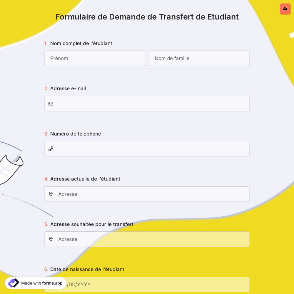 Formulaire de Demande de Transfert de Etudiant