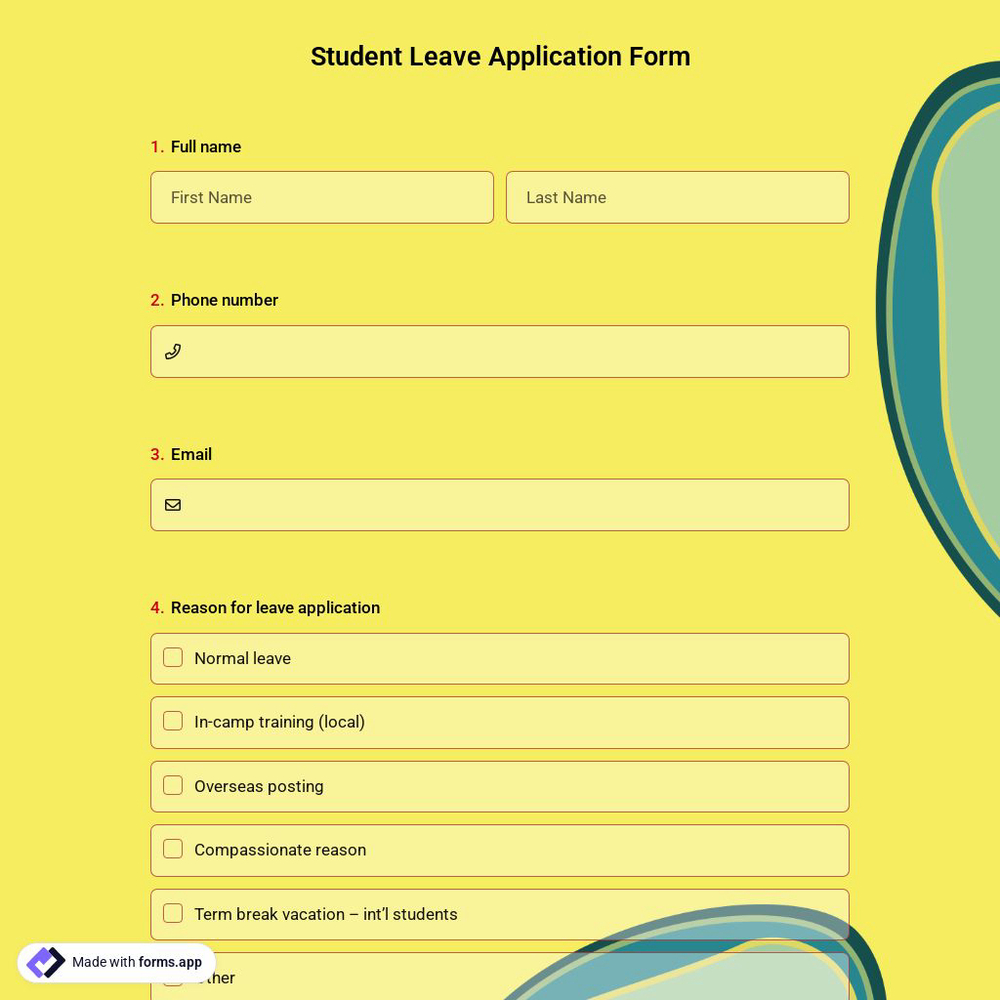 Student Leave Application Form