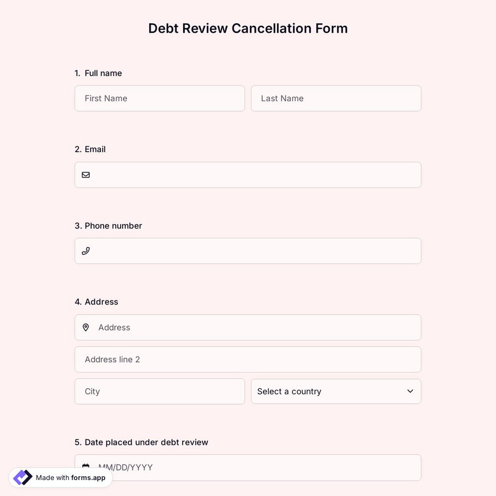 Debt Review Cancellation Form