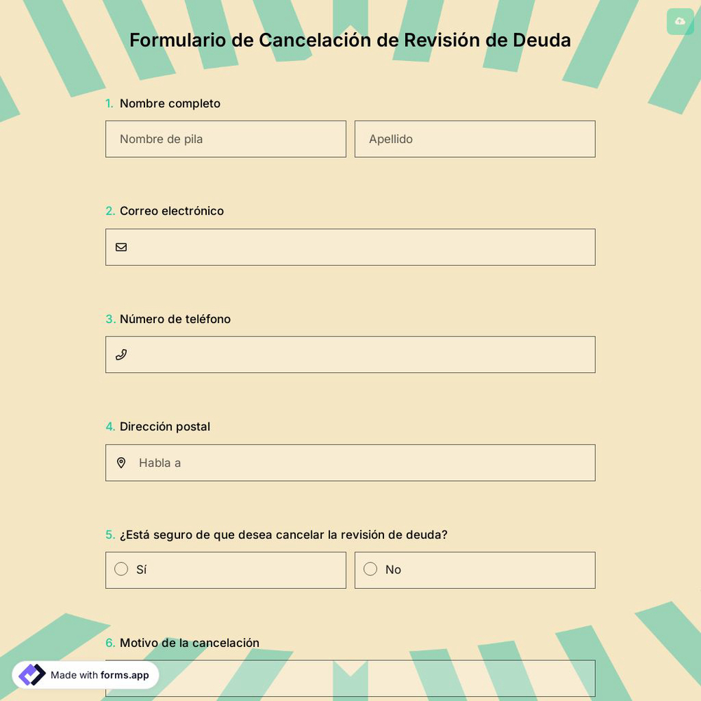 Formulario de Cancelación de Revisión de Deuda