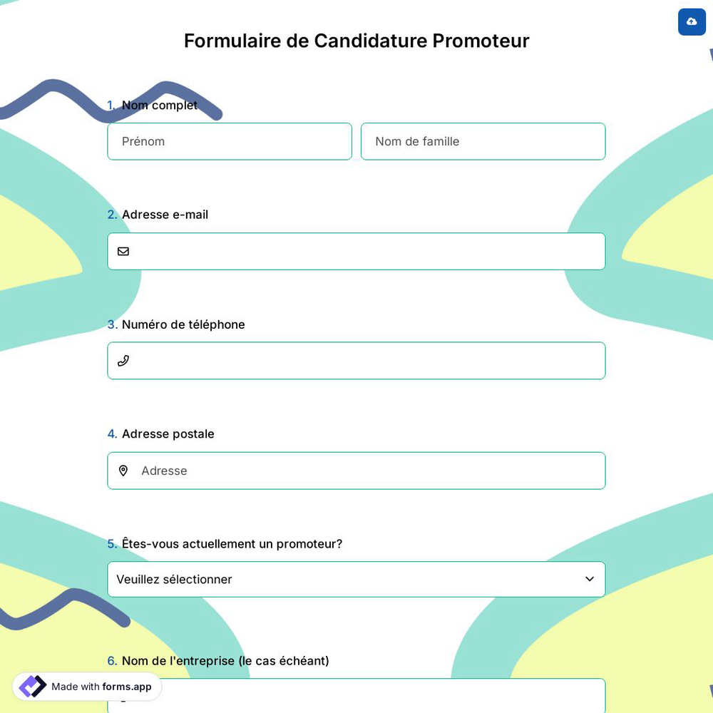 Formulaire de Candidature Promoteur