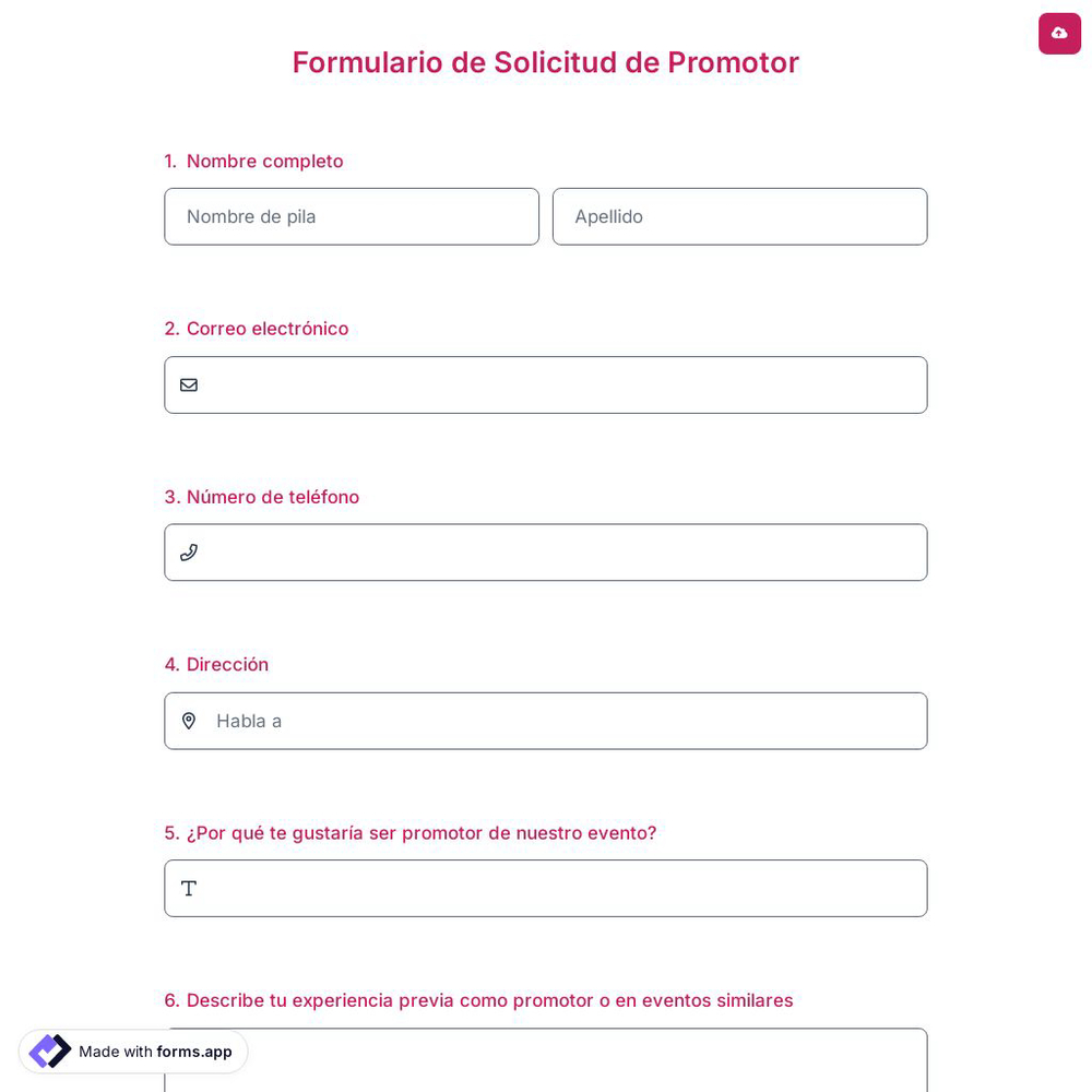 Formulario de Solicitud de Promotor